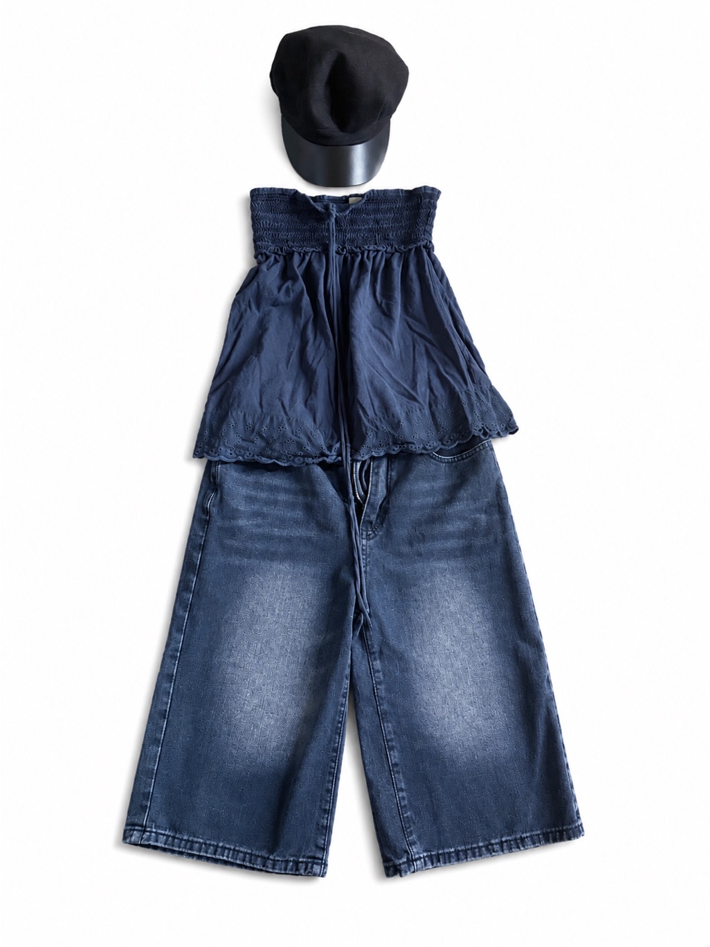 WideLeg Denim Culottes In Navy